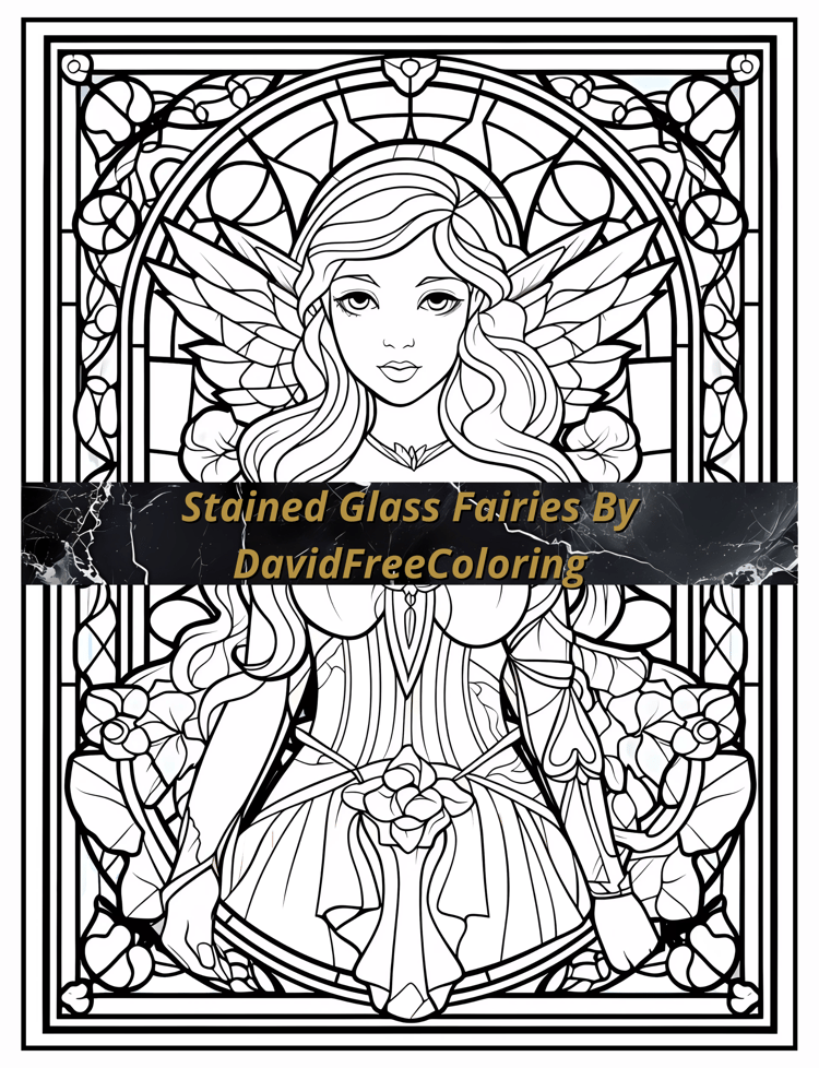Stained Glass Fairies Coloring Book is a coloring book for adults with 40 Beautiful Fairy images in a Stained Glass look. Have fun coloring them creatively, both through the download of PNG and PDF files. Fairies Stained Glass Coloring Book Fairy Image fo
