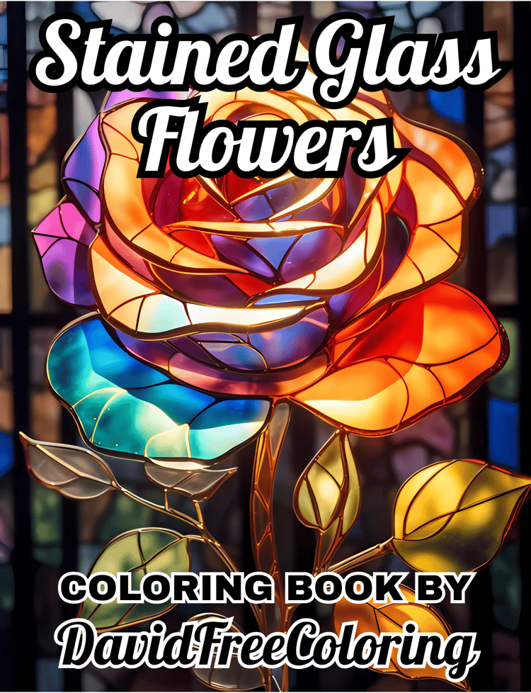 Stained Glass Flowers Coloring Book is a coloring book for adults with 80 Flower images in Stained Glass look: roses, sunflowers, tulips, and more. Have fun coloring them creatively, both through the download of PNG and PDF files. Flower Stained Glass Col