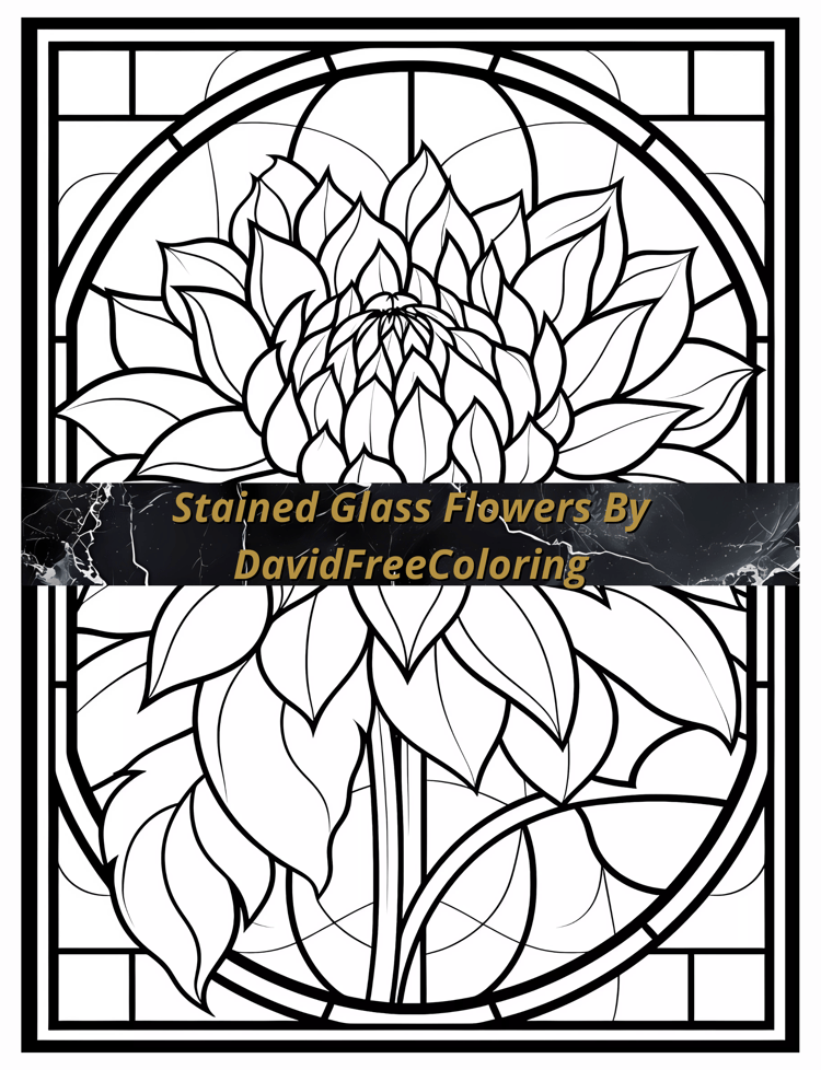 Stained Glass Flowers Coloring Book is a coloring book for adults with 80 Flower images in Stained Glass look: roses, sunflowers, tulips, and more. Have fun coloring them creatively, both through the download of PNG and PDF files. Flower Stained Glass Col