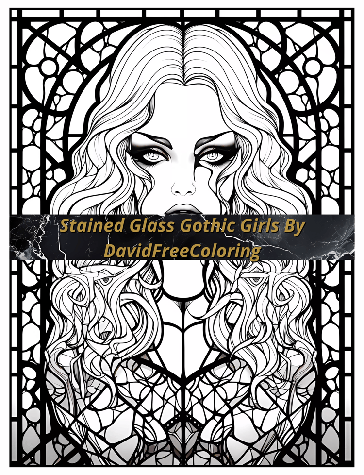 Stained Glass Gothic Girls Coloring Book is a coloring book for adults with 30 Dark Beauty images in a Stained Glass look. Have fun coloring them creatively, both through the download of PNG and PDF files. Gothic Girls Stained Glass Coloring Book Goth Ima
