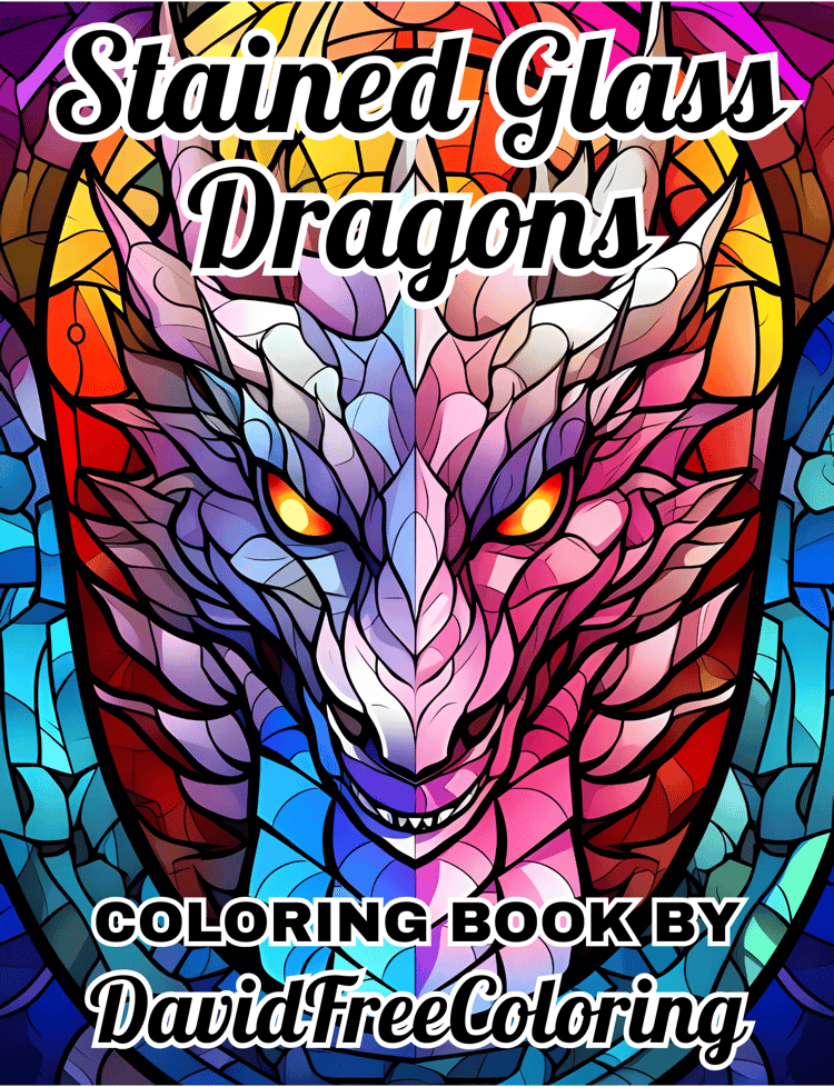 Stained Glass Dragons Coloring Book is a coloring book for adults with 50 Dragons images in Stained Glass look. Have fun coloring them creatively, both through the download of PNG and PDF files. Dragons Stained Glass Coloring Book Dragons Image Adult Colo