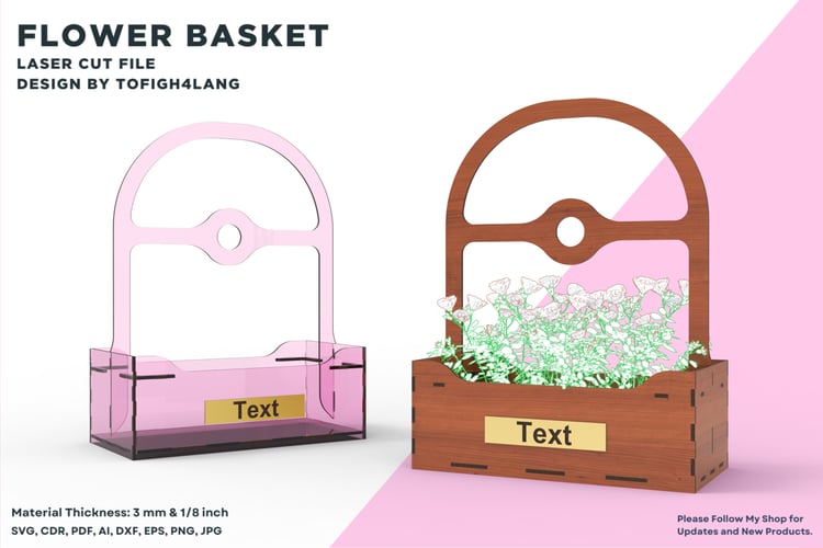Flower Basket Laser Cut File | SVG File | Flower Holder | Laser | Laser Cutting File