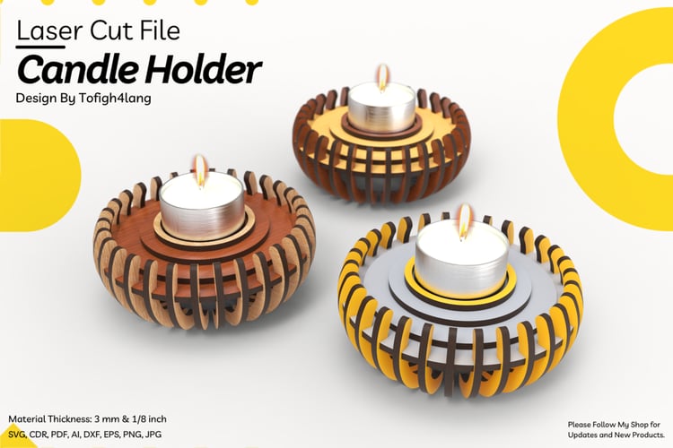 Half Sphere Tealight Candle Holder Laser Cut File | Unique Modern Candle Holder Design