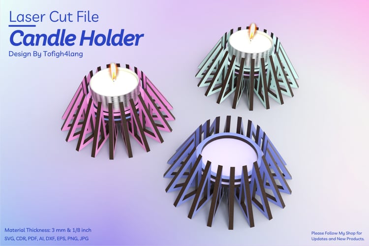 Geometric Tealight Candle Holder Laser Cut File | Candle Stand | Laser Cutting File