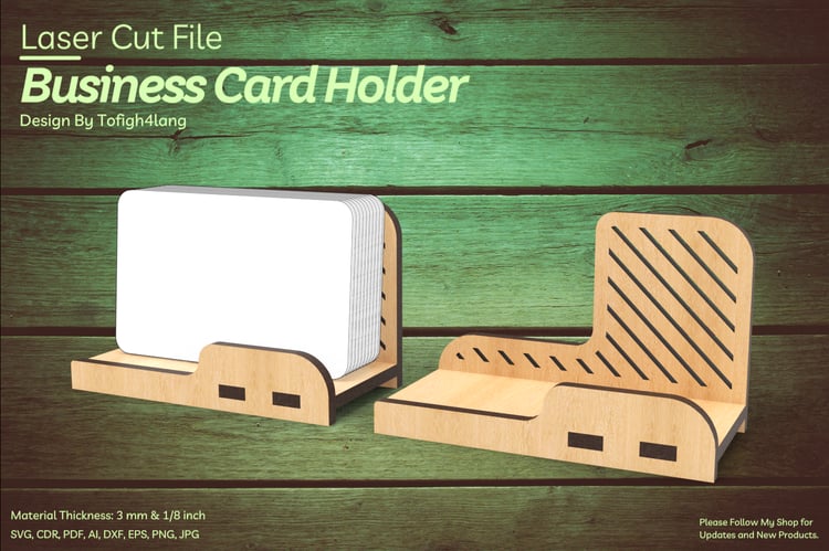 Business Card Stand | Laser Cut | SVG File | Digital Design | Laser Cutting File