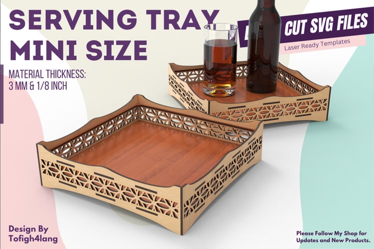 Mini Serving Tray Laser Cut SVG Files | Laser Cutting File | Kitchen Accessories