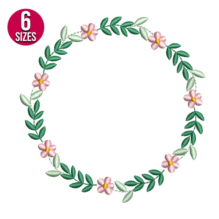 Christmas wreath machine embroidery design, Rose, Digital download, Instant download