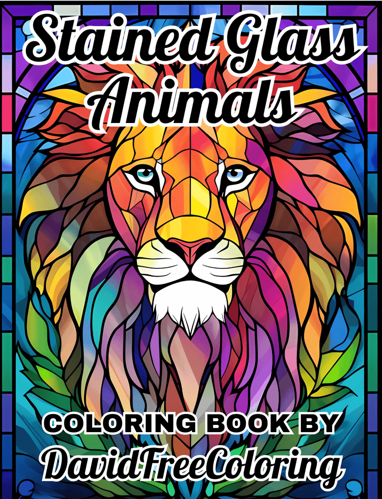 Stained Glass Animals Coloring Book is a coloring book for adults with 80 Animal images in Stained Glass look: cats, dogs, owls and more. Have fun coloring them creatively, both through the download of PNG and PDF files. Animal Stained Glass Coloring Book