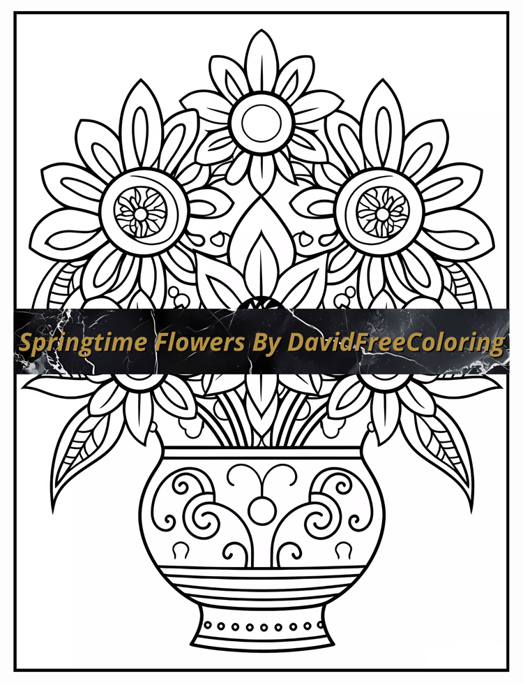 Springtime Flowers Coloring Book is a coloring book for adults with 80 lovely flower spring images to color creatively, both through the download of PNG and PDF files. Springtime Flowers Coloring Book Spring Images for Adult Coloring Pages Flowers printab