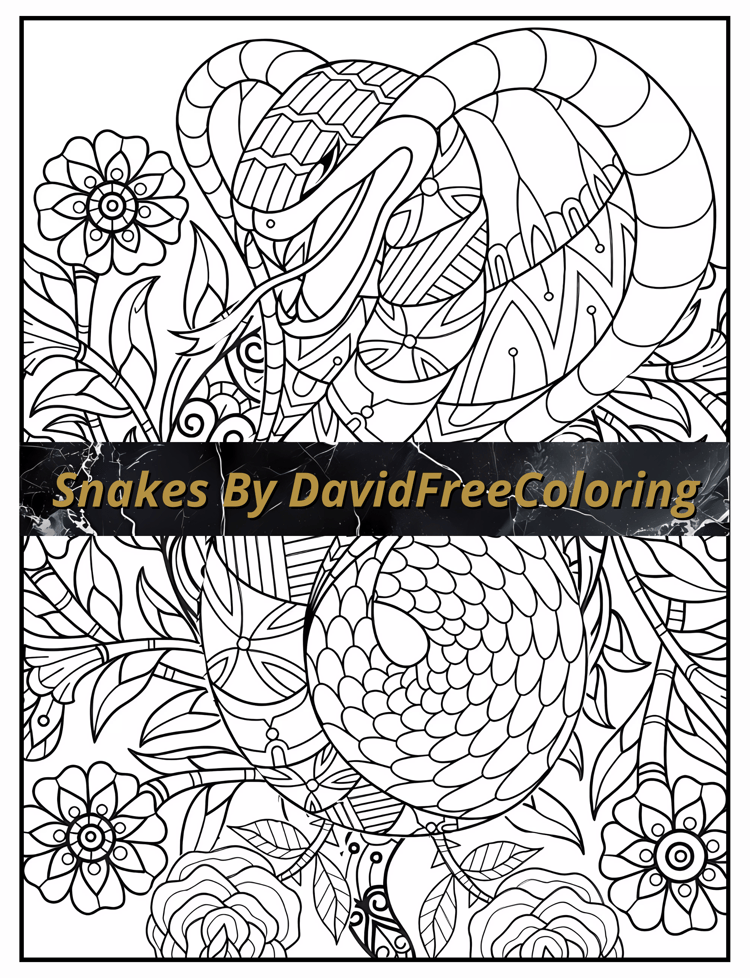 Snakes Coloring Book is a coloring book for adults with 40 Beautiful Snakes images to color creatively, both through the download of PNG and PDF files. Snakes Coloring Book Snakes Coloring Image for Adult Coloring Pages Snakes printable coloring book gift