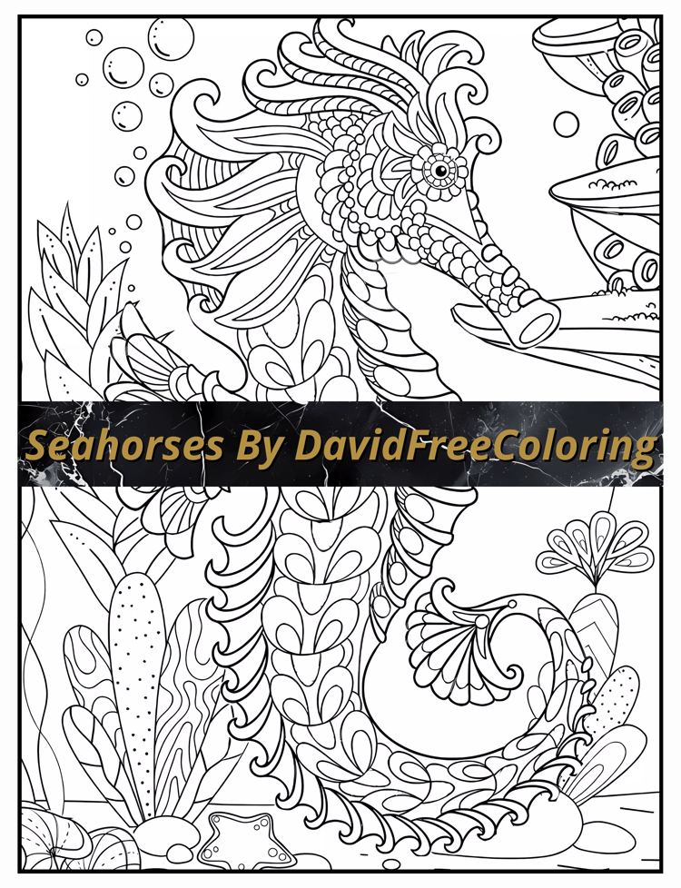 Seahorses Coloring Book is a coloring book for adults with 50 Cute Seahorses images to color creatively, both through the download of PNG and PDF files. Seahorses Coloring Book Seahorses Images for Adult Coloring Pages Cute Seahorses printable coloring bo