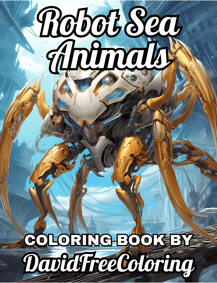 Robot Sea Animals Coloring Book is a coloring book for adults with 40 Mechanical Sea Animals to color creatively, both through the download of PNG and PDF files. Robot Sea Animals Coloring Book Robot Images for Adult Coloring Pages Sea Animals printable c