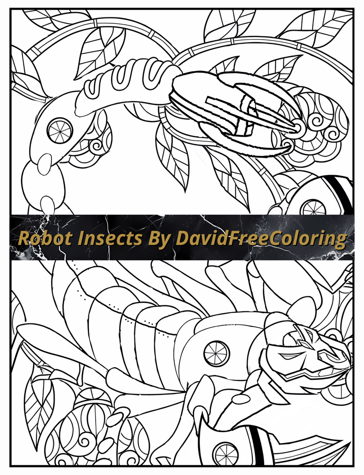 Robot Insects Coloring Book is a coloring book for adults with 30 Mechanical Insects to color creatively, both through the download of PNG and PDF files. Robot Insects Coloring Book Robot Images for Adult Coloring Pages Insects printable coloring book gif