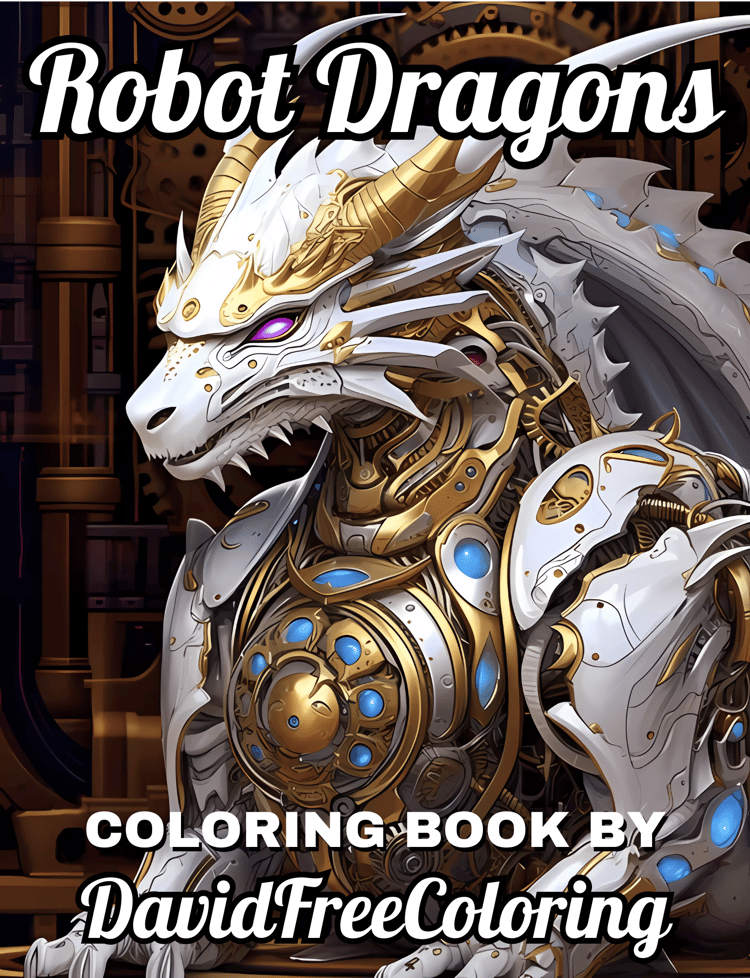 Robot Dragons Coloring Book is a coloring book for adults with 40 Mechanical Dragons to color creatively, both through the download of PNG and PDF files. Robot Dragons Coloring Book Robot Dragons Images for Adult Coloring Pages Dragons printable coloring 