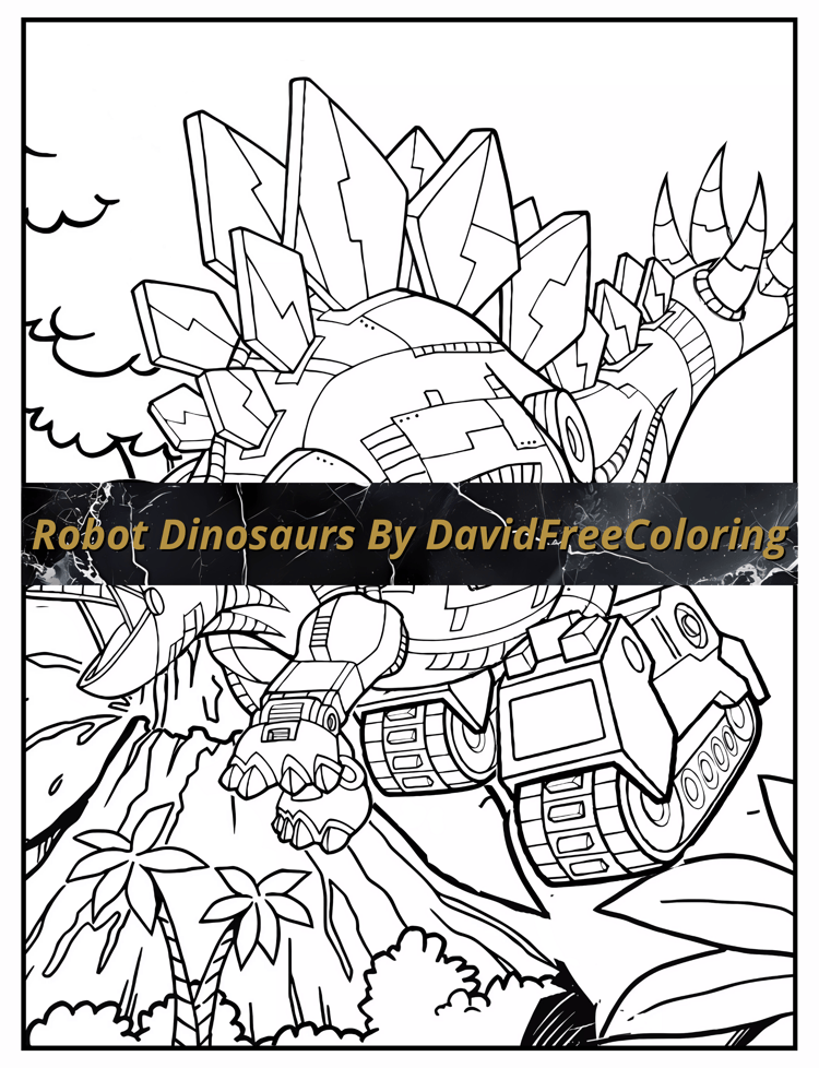 Robot Dinosaurs Coloring Book is a coloring book for adults with 40 Mechanical Dinosaurs to color creatively, both through the download of PNG and PDF files. Robot Dinosaurs Coloring Book Robot Dino Images for Adult Coloring Pages Dinosaur printable color