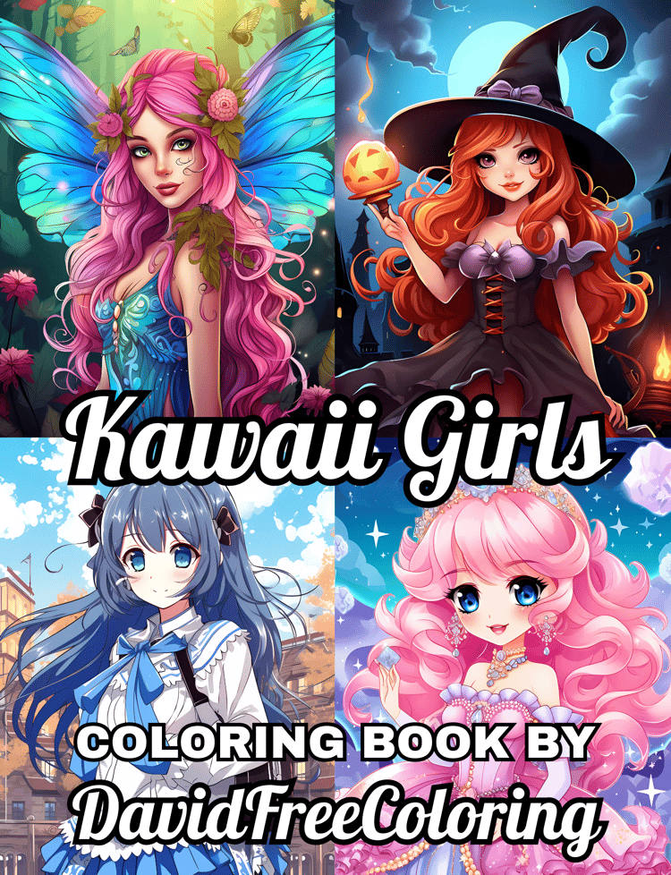 Kawaii Girls Coloring Book is a coloring book for adults with 110 cute kawaii manga images to color creatively, both through the download of PNG and PDF files. Kawaii Girls Coloring Book Kawaii Images for Adult Coloring Pages Amazing Kawaii printable colo