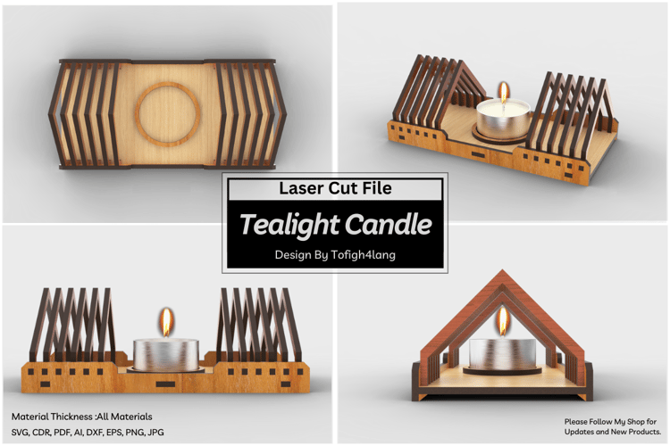 Modern Pyramid Candle Holder | Laser Cut SVG File | Geometric Tealight Holder Design