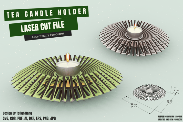 Geometric Tea Candle Holder | Laser Cut File | Modern Decorative Tealight Design SVG