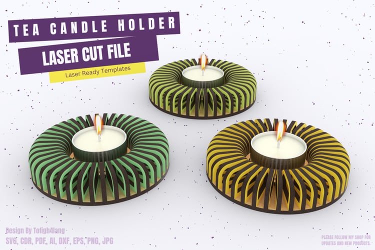Unique Candle Holder | Laser Cut File | Modern Decorative Tealight Design SVG