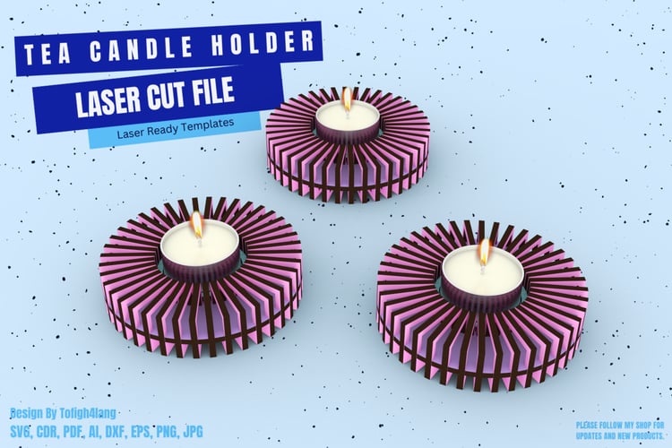 Modern Tea Candle | Laser Cut File | Modern Decorative Tealight Design SVG