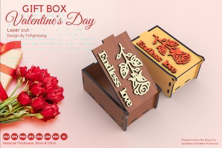 Valentine’s Day Gift Box | Endless Love | Laser Cut File | Decorative Gift Box Design
