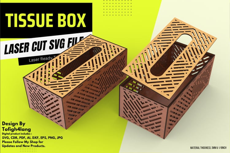 Laser Cut Tissue Box SVG File | Decorative Tissue Box Template for Laser Cutting
