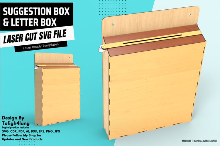 Suggestion Box & Letter Box Laser Cut SVG File | Secure Lockable Box Design Template