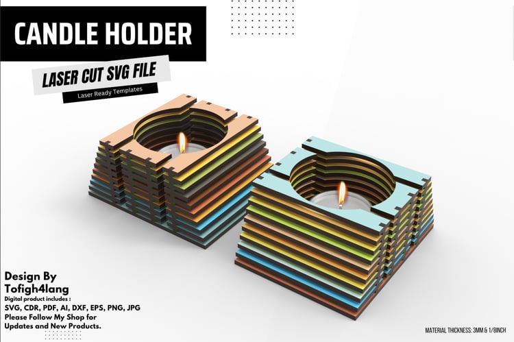 Layered Candle Stand | Laser Cut File | Modern Decorative Candle Holder
