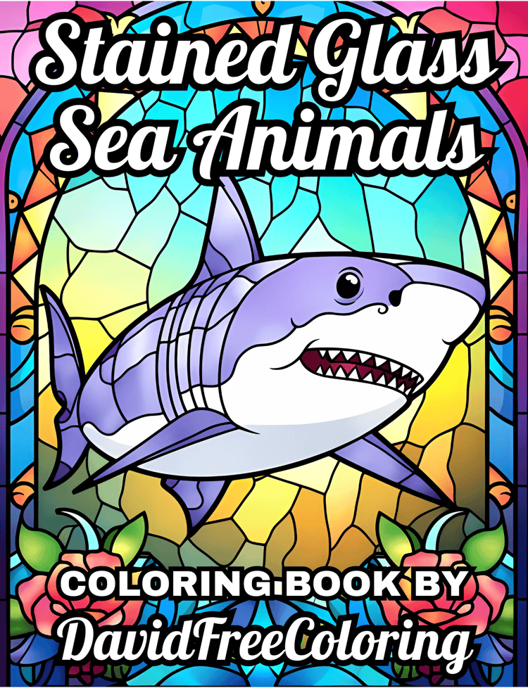 Stained Glass Sea Animals Coloring Book is a coloring book for adults with 80 Sea Animals images in Stained Glass look: fish, sharks, dolphins, and turtles. Have fun coloring them creatively, both through the download of PNG and PDF files. Sea Animals Sta