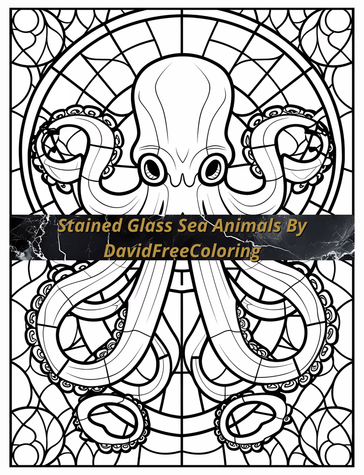 Stained Glass Sea Animals Coloring Book is a coloring book for adults with 80 Sea Animals images in Stained Glass look: fish, sharks, dolphins, and turtles. Have fun coloring them creatively, both through the download of PNG and PDF files. Sea Animals Sta