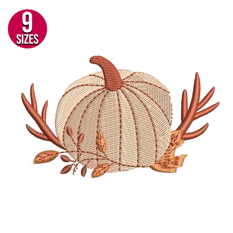 Pumpkin with Antlers embroidery design, Digital download, Instant download