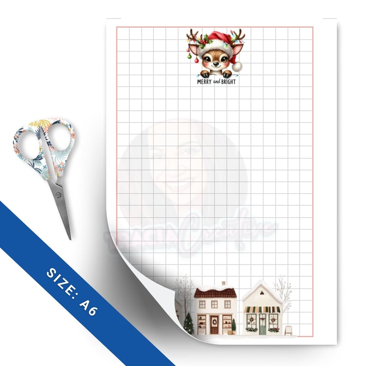 Merry and Bright Christmas Grid Notes - A6 Planner Inserts PDF