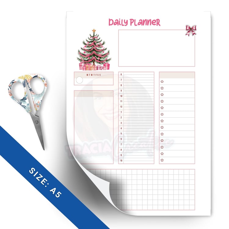 Pink Christmas Daily Planner Insert | A5 PDF Download