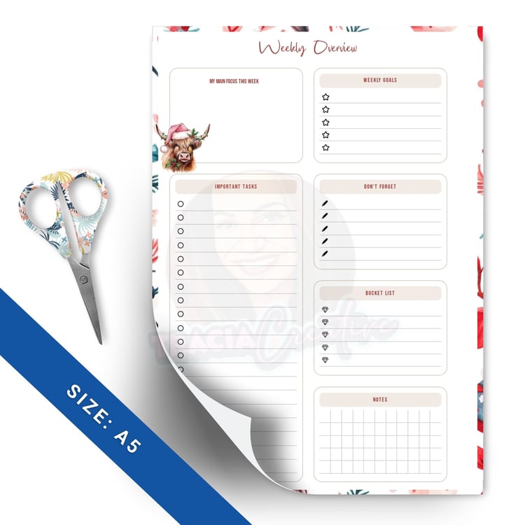 Christmas Weekly Planner Insert - A5 PDF for Easy Planning