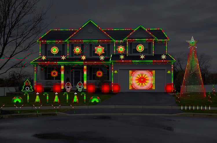 xLights holiday light show sequence of Have Yourself A Merry Little Christmas by Relient K, shown on residential home