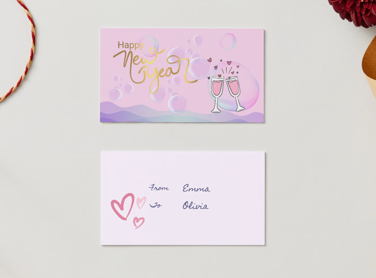 Customizable Cheers to Loves Gift/Favor Tag| Digital Canva Template. Mock card front and back views