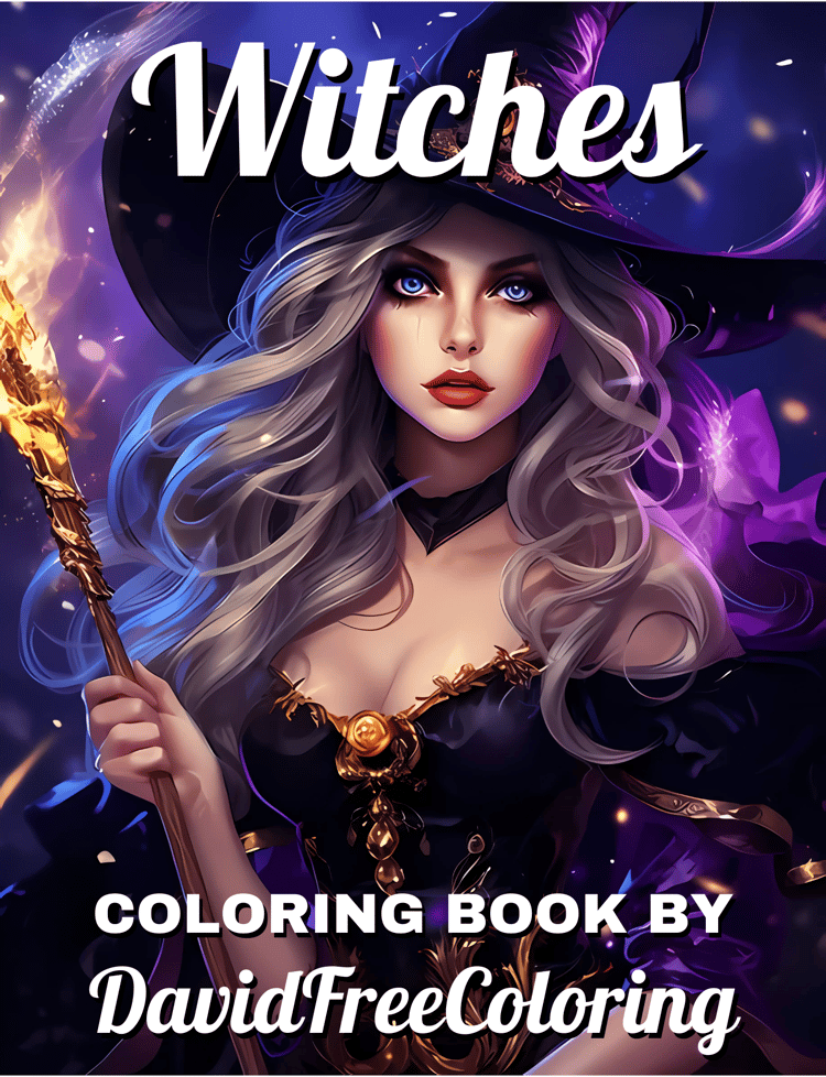 Witches Coloring Book is a coloring book for adults with 40 Beautiful Witches images to color creatively, both through the download of PNG and PDF files. Witches Coloring Book Witches Image for Adult Coloring Page Witches printable coloring book gift for 