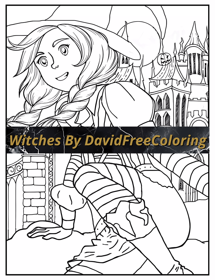 Witches Coloring Book is a coloring book for adults with 40 Beautiful Witches images to color creatively, both through the download of PNG and PDF files. Witches Coloring Book Witches Image for Adult Coloring Page Witches printable coloring book gift for 