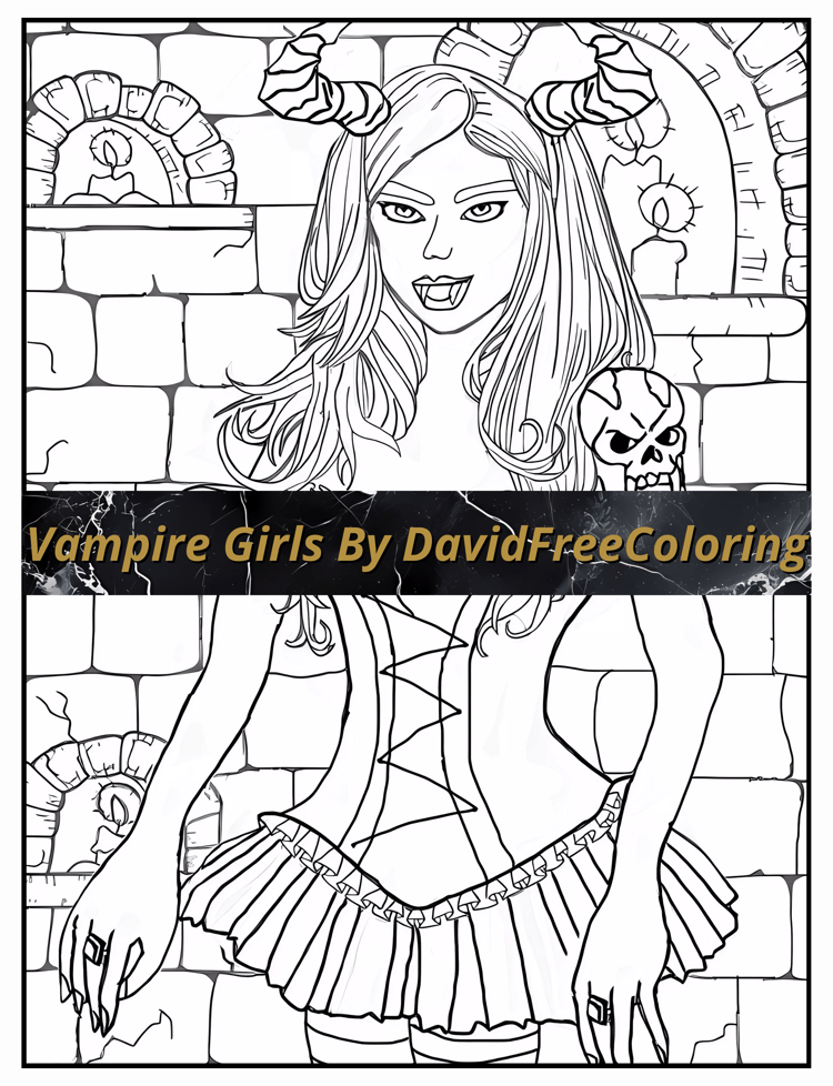 Vampire Girls Coloring Book is a coloring book for adults with 40 dark kawaii Girls images to color creatively, both through the download of PNG and PDF files. Vampire Girls Coloring Book Vampire Images for Adult Coloring Pages Vampire Girls printable col