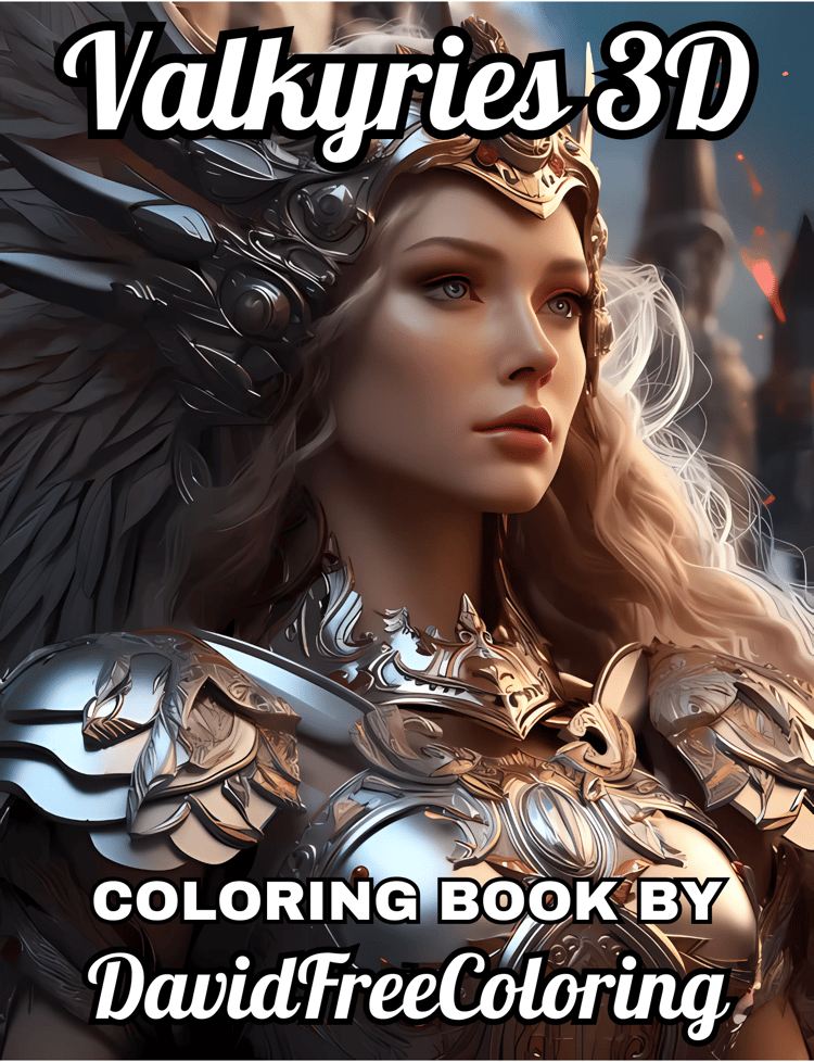 Valkyries 3D Coloring Book is a coloring book for adults with 40 Beautiful Noble Warriors images to color creatively, both through the download of PNG and PDF files. Valkyries 3D Coloring Book Warrior Girl Image for Adult Coloring Page Valkyries printable