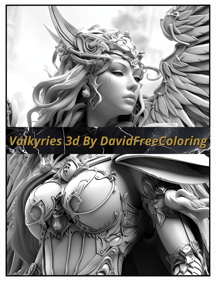 Valkyries 3D Coloring Book is a coloring book for adults with 40 Beautiful Noble Warriors images to color creatively, both through the download of PNG and PDF files. Valkyries 3D Coloring Book Warrior Girl Image for Adult Coloring Page Valkyries printable