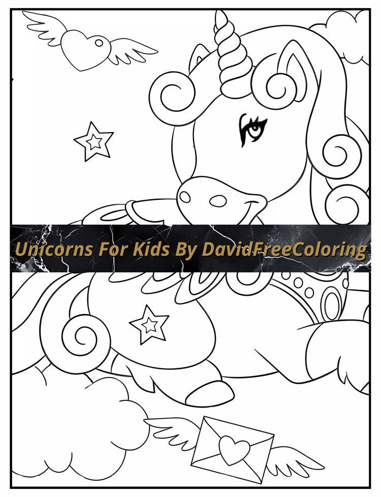 Unicorns for Kids Coloring Book is a coloring book for kids with 50 cute fantasy Unicorn images to color creatively, both through the download of PNG and PDF files. Unicorns Coloring Book Adorable Images for Kids Coloring Pages Cute Unicorns printable col
