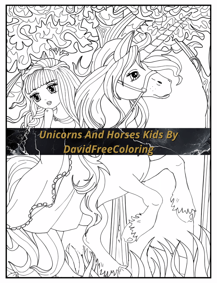 Unicorns and Horses Coloring Book is a coloring book for adults with 50 Fantasy Unicorns and Horses to color creatively, both through the download of PNG and PDF files. Unicorns and Horses Coloring Book Unicorns Images for Adult Coloring Page Unicorn prin