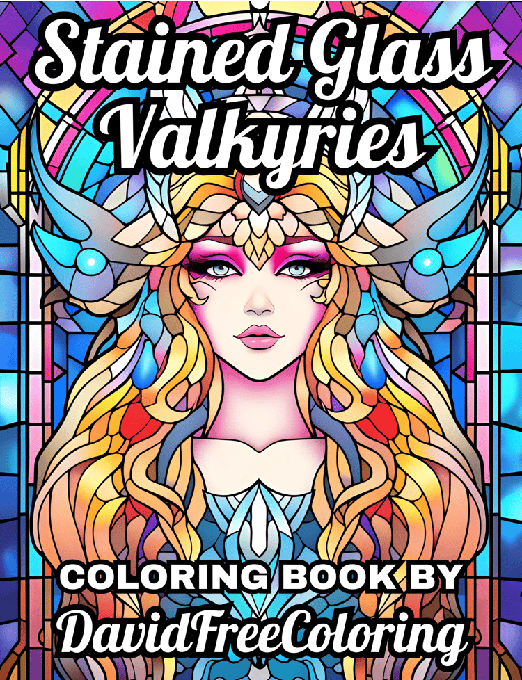 Stained Glass Valkyries Coloring Book is a coloring book for adults with 30 Beautiful Warrior Girls images in a Stained Glass look. Have fun coloring them creatively, both through the download of PNG and PDF files. Valkyries Stained Glass Coloring Book Va