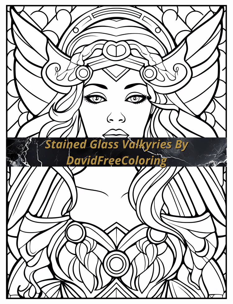 Stained Glass Valkyries Coloring Book is a coloring book for adults with 30 Beautiful Warrior Girls images in a Stained Glass look. Have fun coloring them creatively, both through the download of PNG and PDF files. Valkyries Stained Glass Coloring Book Va