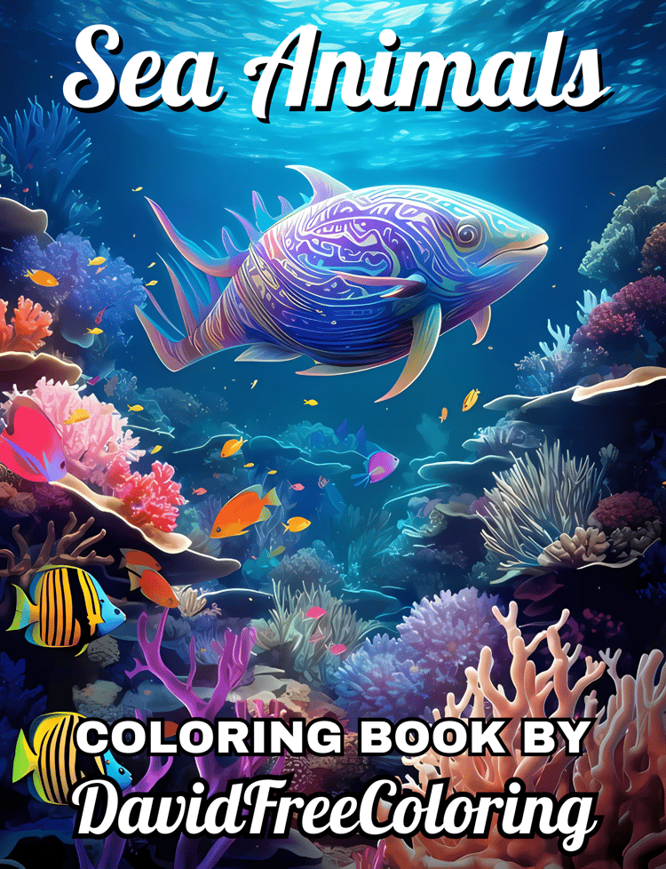 Sea Animals Coloring Book is a coloring book for adults with 80 Beautiful Sea Life images to color creatively, both through the download of PNG and PDF files. Sea Animals Coloring Book Sea Animals Image for Adult Coloring Page Sea Life printable coloring