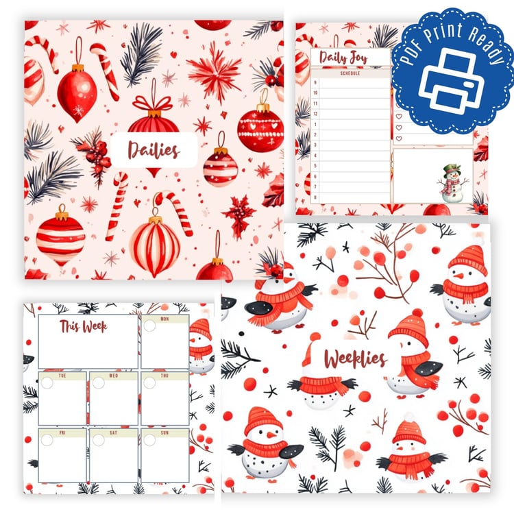Festive Mini Christmas Daily Weekly Planner Insert