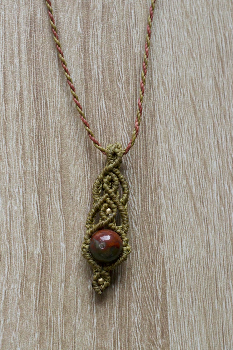Dragon Blood Jasper Macramé Necklace made by Woodland  Workbench