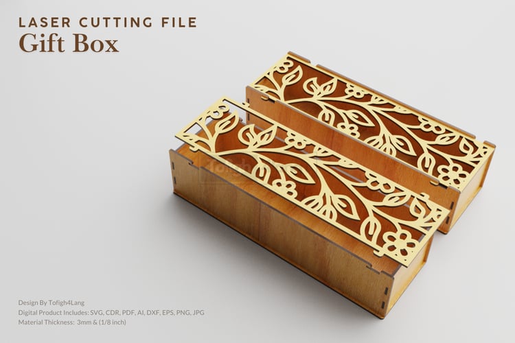 Floral Gift Box SVG File | Laser Cutting File | Valentine Gift Box | Ring Box