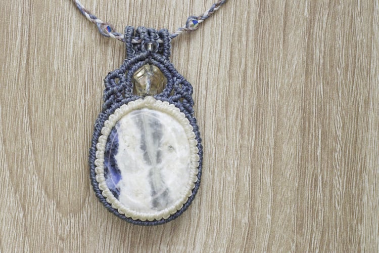 Sodalite Macrame Necklace by Woodland  Workbench